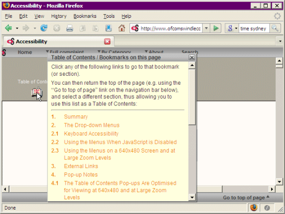 Screen capture of pop-up scrollbar